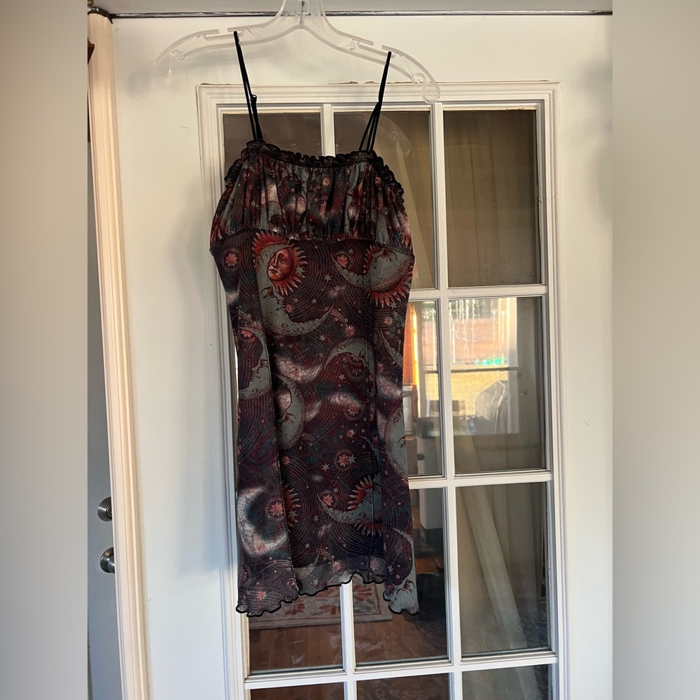 Urban Outfitters Black Sheer Celestial Slip